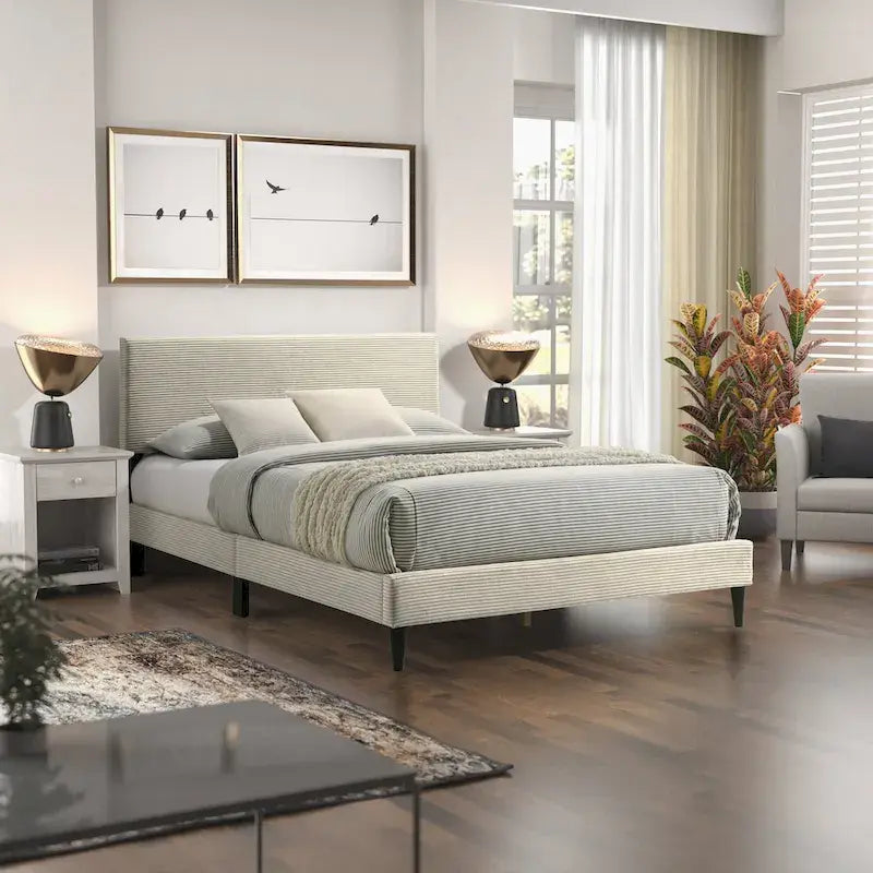 Bayson Wood Frame Queen Platform Bed With Headboard