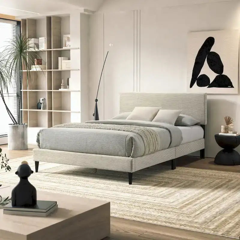 Bayson Wood Frame Queen Platform Bed With Headboard