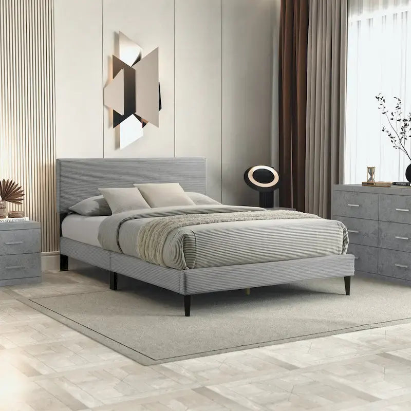 Bayson Wood Frame Queen Platform Bed With Headboard