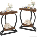Half-Round End Table, 2-tier Wooden Half Moon Side Table Small Semi Circle Accent Table