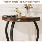 Half-Round End Table, 2-tier Wooden Half Moon Side Table Small Semi Circle Accent Table