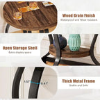 Half-Round End Table, 2-tier Wooden Half Moon Side Table Small Semi Circle Accent Table