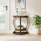 Half-Round End Table, 2-tier Wooden Half Moon Side Table Small Semi Circle Accent Table