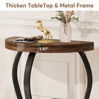 Half-Round End Table, 2-tier Wooden Half Moon Side Table Small Semi Circle Accent Table