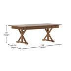 7' x 40 Rectangular Antique Rustic Solid Pine Folding Dining Table