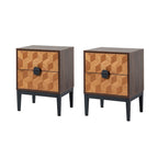 Apakah Modern 25Tall 2-Drawer Nightstand with Charging Station and Adjustable Legs Set of 2 by HULALA HOME