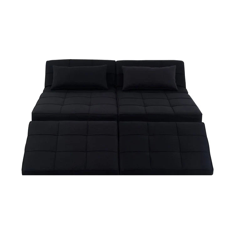 Sleeper Chair Bed, 4 In 1 Multi-Function Convertible Ottoman Bed, Breathable Linen Bed Chair, Convertible Sofa Bed