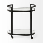 Eleonore Black Metal Frame Two-Tier w/Glass Shelves Bar Cart
