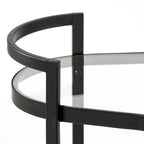 Eleonore Black Metal Frame Two-Tier w/Glass Shelves Bar Cart