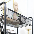 HOMCOM 5 Tier Utility Rolling Cart, Metal Storage Cart, Kitchen Cart with Removable Mesh Baskets, Black