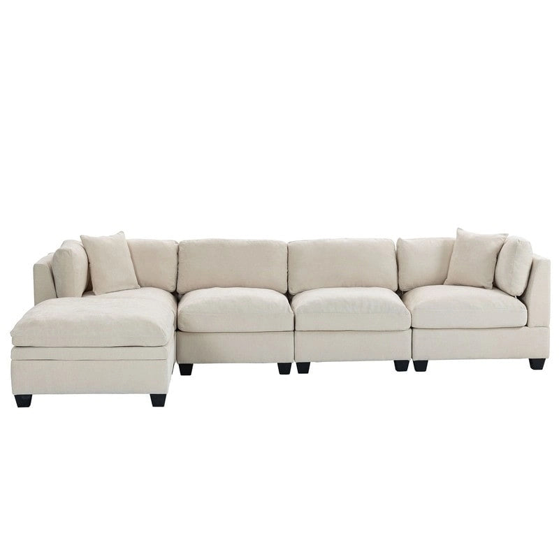 Modular Sofa with Removable Storage Ottoman, 2 Hidden Cup Holders