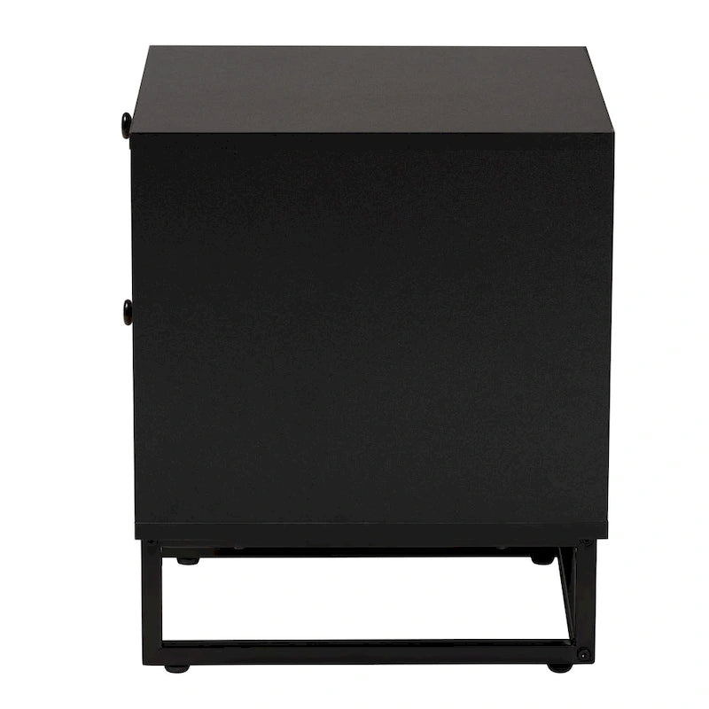 Baxton Studio Declan Mid-Century Modern Espresso Brown Finished Wood and Natural Rattan 2-Drawer End Table