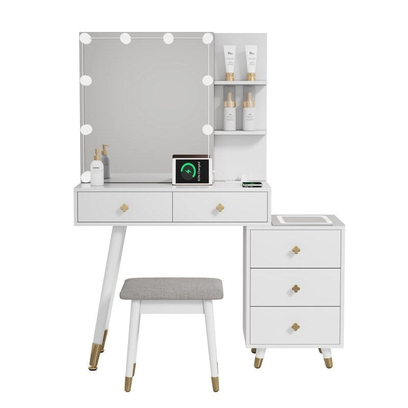 5 drawers Dressing table set with plugs