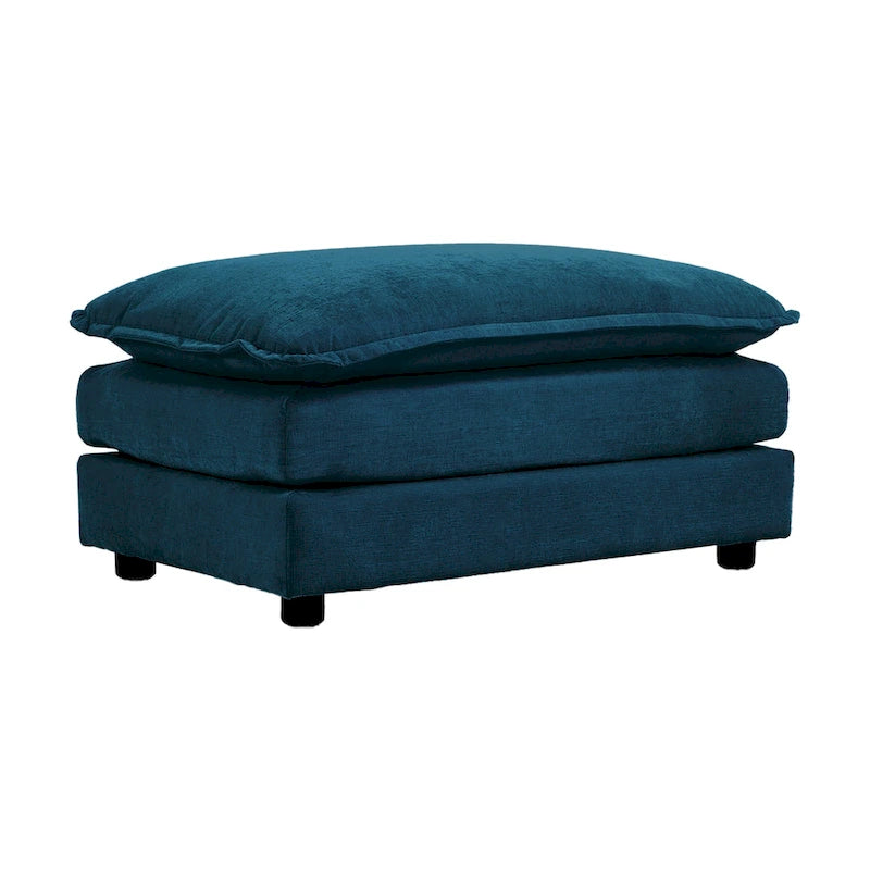 Modern Accent Chair with Ottoman, Living Room Club Chair Chenille Upholstered Armchair , Reading Chair for Bedroom, Blue Chenill