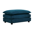 Modern Accent Chair with Ottoman, Living Room Club Chair Chenille Upholstered Armchair , Reading Chair for Bedroom, Blue Chenill