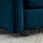 Modern Accent Chair with Ottoman, Living Room Club Chair Chenille Upholstered Armchair , Reading Chair for Bedroom, Blue Chenill