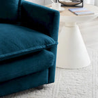 Modern Accent Chair with Ottoman, Living Room Club Chair Chenille Upholstered Armchair , Reading Chair for Bedroom, Blue Chenill