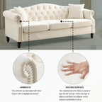 3 Seater Sofa Tufted Couch with Rolled Arms and Nailhead