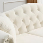3 Seater Sofa Tufted Couch with Rolled Arms and Nailhead