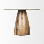 Allyson 48 Round Medium Brown w/ White Marble Pedestal Dining Table - 48.0L x 48.0W x 30.0H