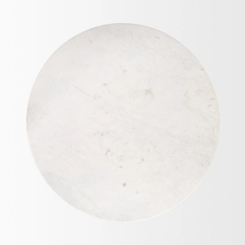 Allyson 48 Round Medium Brown w/ White Marble Pedestal Dining Table - 48.0L x 48.0W x 30.0H