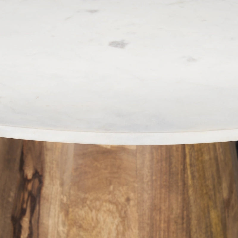 Allyson 48 Round Medium Brown w/ White Marble Pedestal Dining Table - 48.0L x 48.0W x 30.0H