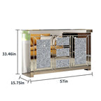 Glam Mirrored Diamond 3-Drawers Accent Cabinet Sideboard