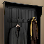 HOMCOM 38 3-In-1 Entryway Hall Tree with Storage Bench, Coat Rack with Four Hooks and Shoe Storage, Black
