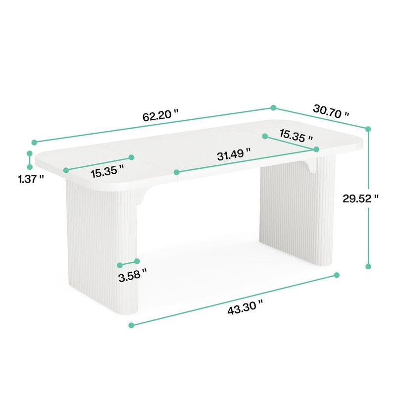 62.99 W Modern Executive Desk Simple Computer Desk with Engineered Wood Top and Legs