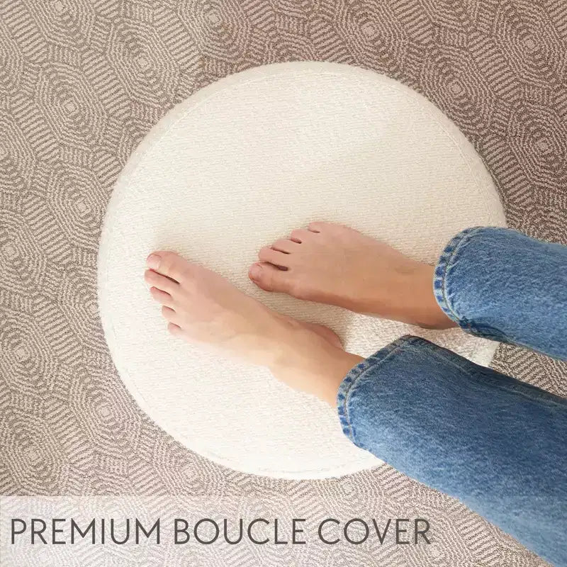 ZICOTO Boucle Pouf Ottoman  Cozy Foot Rest to Elevate Your Living Room Decor with Comfort & Charm