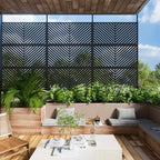 PexFix 72 in. x 47 in. Outdoor Metal Privacy Screen in Arrows Pattern in Black