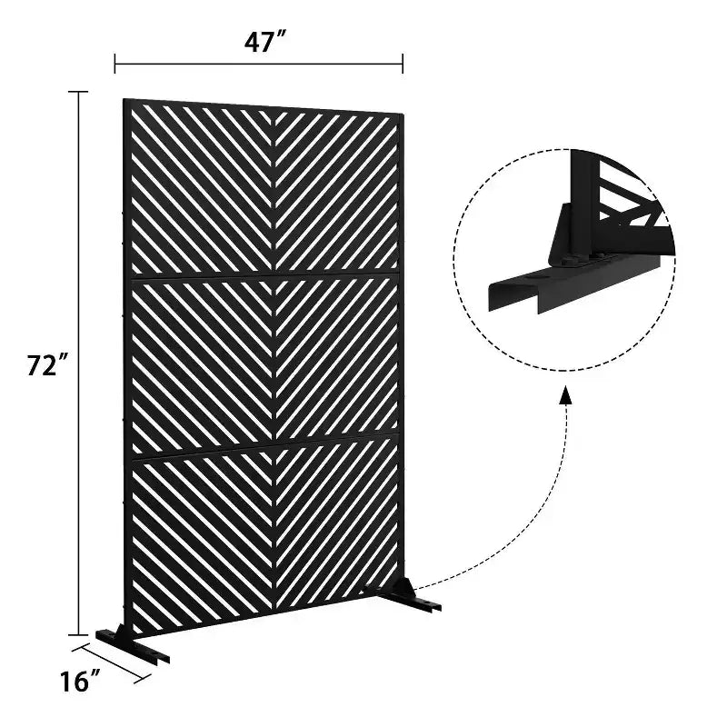 PexFix 72 in. x 47 in. Outdoor Metal Privacy Screen in Arrows Pattern in Black