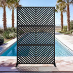 PexFix 72 in. x 47 in. Outdoor Metal Privacy Screen in Arrows Pattern in Black