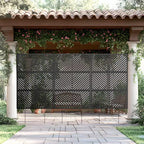 PexFix 72 in. x 47 in. Outdoor Metal Privacy Screen in Arrows Pattern in Black
