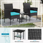 FDW 3 Piece Furniture Patio Chairs Wicker Outdoor Rattan Conversation Bistro Set for Backyard Porch Poolside Lawn