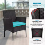 FDW 3 Piece Furniture Patio Chairs Wicker Outdoor Rattan Conversation Bistro Set for Backyard Porch Poolside Lawn