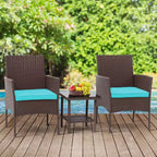 FDW 3 Piece Furniture Patio Chairs Wicker Outdoor Rattan Conversation Bistro Set for Backyard Porch Poolside Lawn