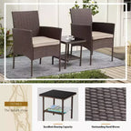 FDW 3 Piece Furniture Patio Chairs Wicker Outdoor Rattan Conversation Bistro Set for Backyard Porch Poolside Lawn