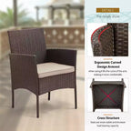 FDW 3 Piece Furniture Patio Chairs Wicker Outdoor Rattan Conversation Bistro Set for Backyard Porch Poolside Lawn