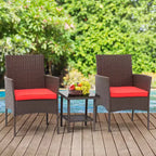 FDW 3 Piece Furniture Patio Chairs Wicker Outdoor Rattan Conversation Bistro Set for Backyard Porch Poolside Lawn