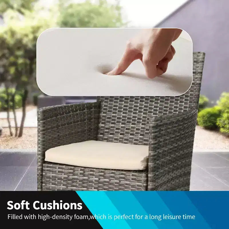 FDW 3 Piece Furniture Patio Chairs Wicker Outdoor Rattan Conversation Bistro Set for Backyard Porch Poolside Lawn