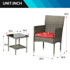 FDW 3 Piece Furniture Patio Chairs Wicker Outdoor Rattan Conversation Bistro Set for Backyard Porch Poolside Lawn