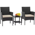 FDW 3 Piece Furniture Patio Chairs Wicker Outdoor Rattan Conversation Bistro Set for Backyard Porch Poolside Lawn
