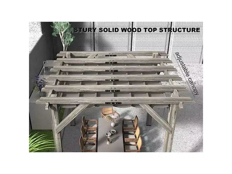 10x12x7.5FT Cedar Pergola Outdoor Wood Pergola with Canopy, Solid Structure Shelter for Deck, Garden, Backyard, and Lawn - Grey Charcoal