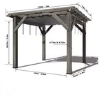 10x12x7.5FT Cedar Pergola Outdoor Wood Pergola with Canopy, Solid Structure Shelter for Deck, Garden, Backyard, and Lawn - Grey Charcoal