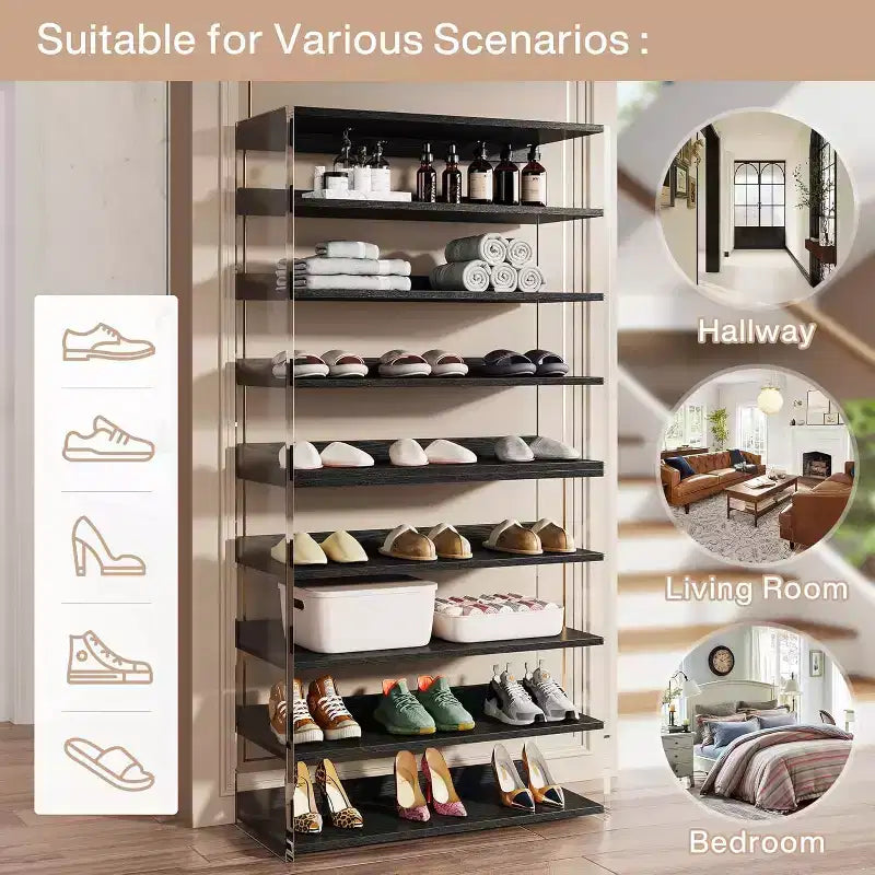 Lantine 63 8-Tier Acrylic Shoe Rack for 24-32 Pairs