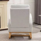 Accent Rocking Chair With Footrest, Modern High Back Lounge Chair Wood Rocking Legs, Leisure Rocking Recliner For Home Living Room Bedroom Office