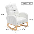 Accent Rocking Chair With Footrest, Modern High Back Lounge Chair Wood Rocking Legs, Leisure Rocking Recliner For Home Living Room Bedroom Office