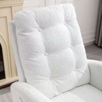 Accent Rocking Chair With Footrest, Modern High Back Lounge Chair Wood Rocking Legs, Leisure Rocking Recliner For Home Living Room Bedroom Office