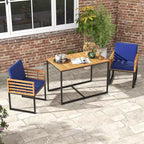 Costway 3 PCS Patio Dining Table Set with Bistro Chairs Large Coffee Table Seat Cushions